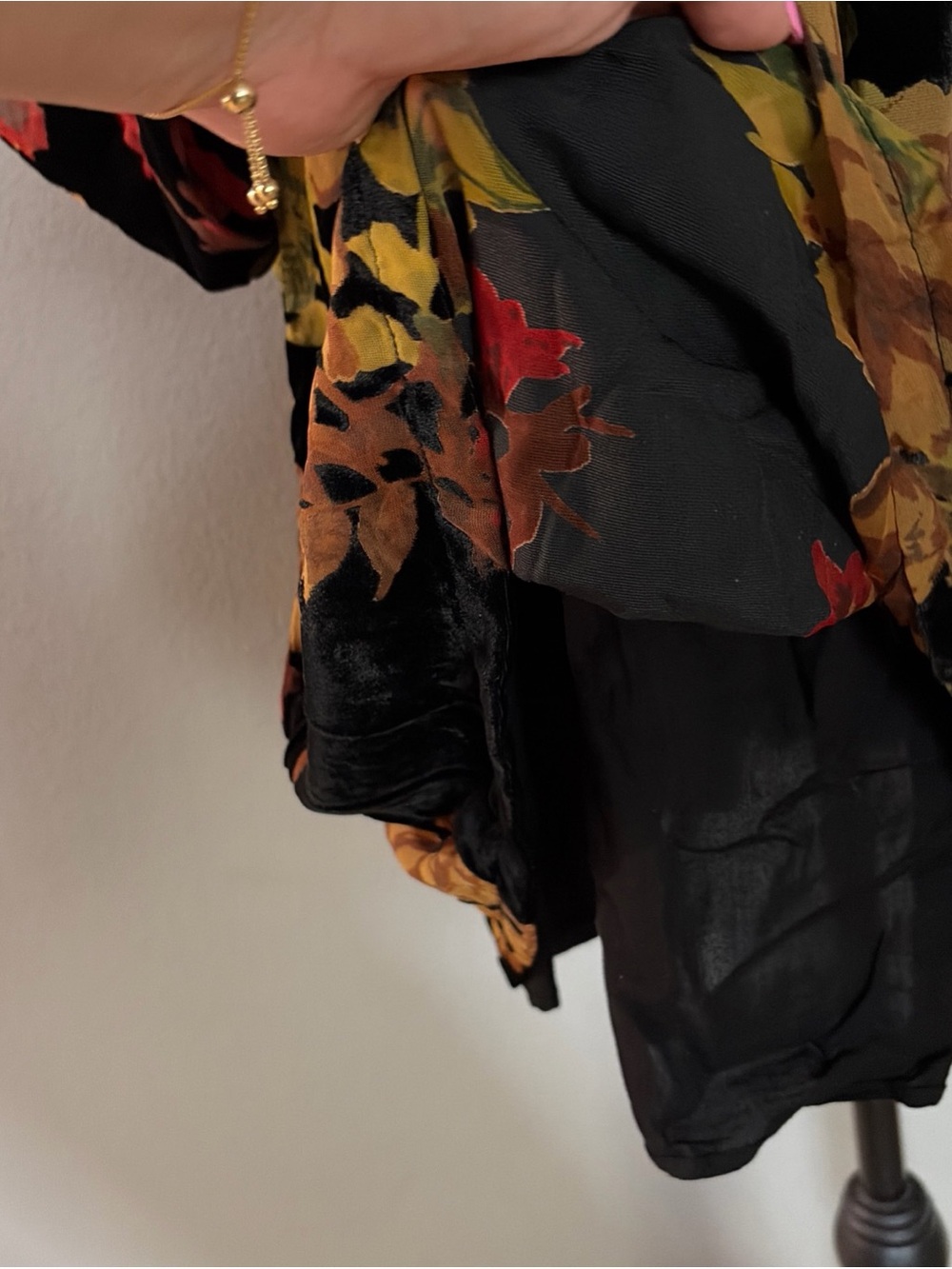FREE PEOPLE VELVET GOLD BURNOUT Black Floral Velvet Long-Sleeve Tunic Dress - Picture 10 of 13
